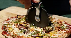 Smoked Chicken and Pork Belly Grilled Pizza