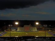 storm cloud over football field