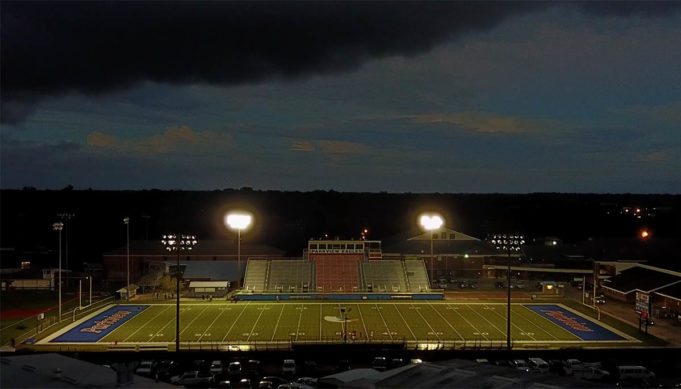 storm cloud over football field