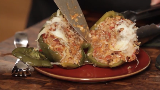 Cooking from the Heart meat sauce stuffed peppers