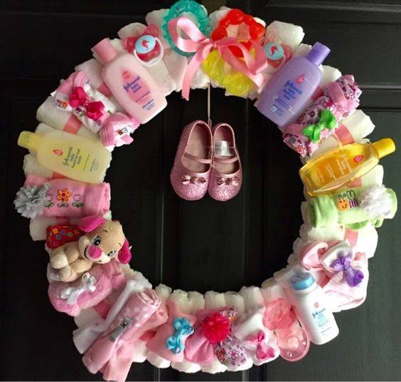 Diaper Bath items baby wreath 