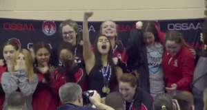 Student-athletes celebrate at an OSSAA state championship event