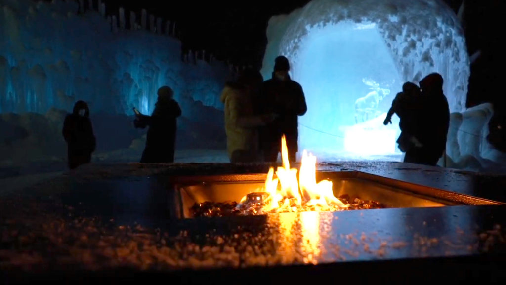 courtyard fire at Ice Castles New Hampshire
