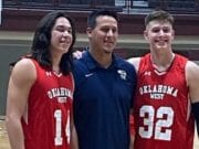 Kingfisher's Bijan Cortes, coach Jared Reese and Matthew Stone