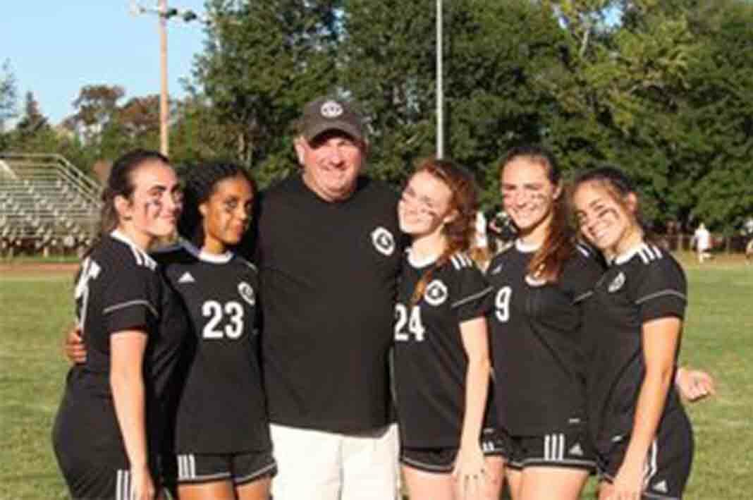 Pilgrim Girls soccer and coach