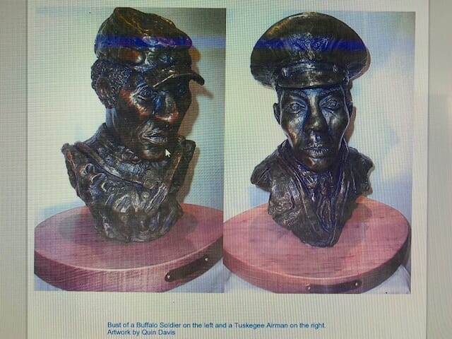 Bust of a Buffalo Soldier and Tuskegee Airman by Quin Davis.